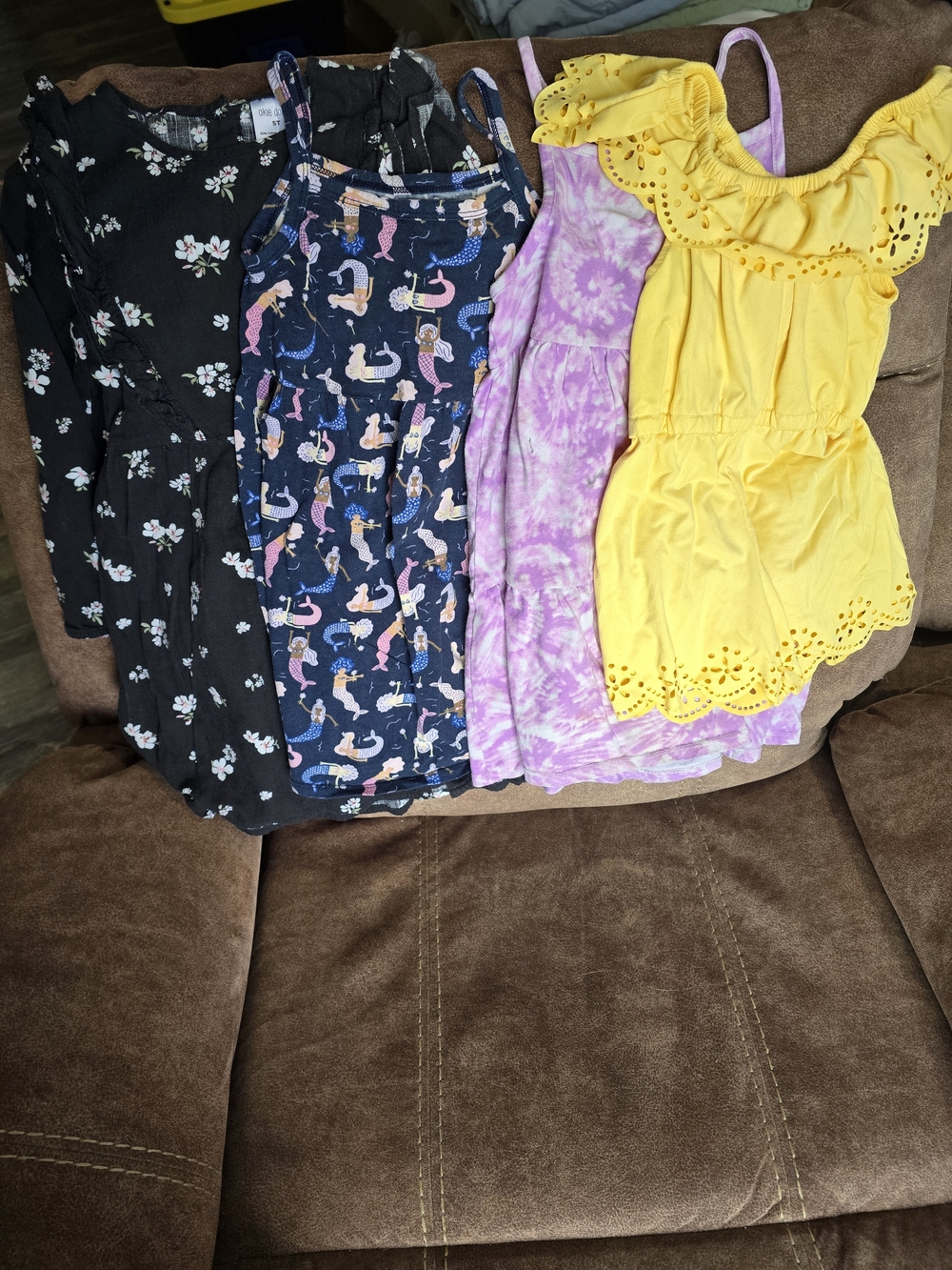 Girls Dress/romper Bundle - Yellow, Purple, Navy, Black